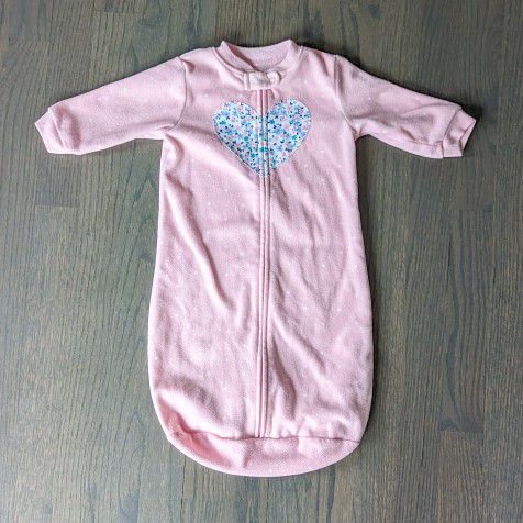 Carter's Girls Pink Polka Dot Heart Applique Zip Up Fleece Sleep Bag 0-9 Months