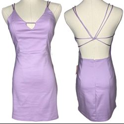 superdown Grecia Strappy Back Lavender Bodycon Mini Dress Pastel NWT, size Small