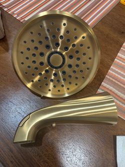 Brushed Gold Showerhead and Tub Spout Set