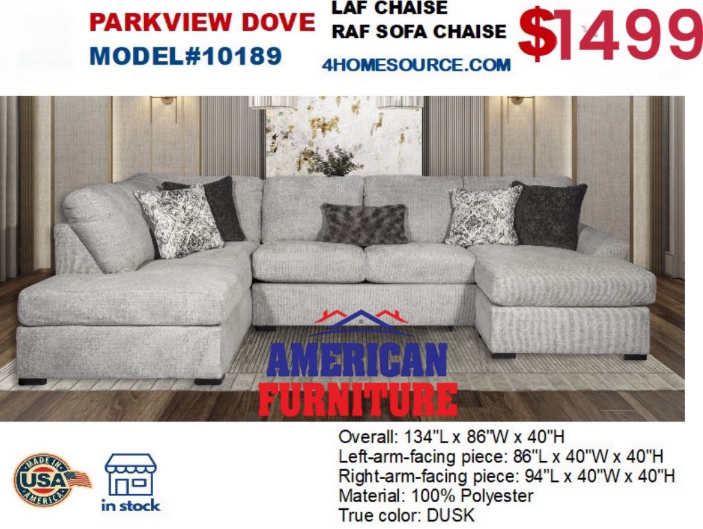 Sofa Sectional W/ Double Chaise 🇺🇸 American Made