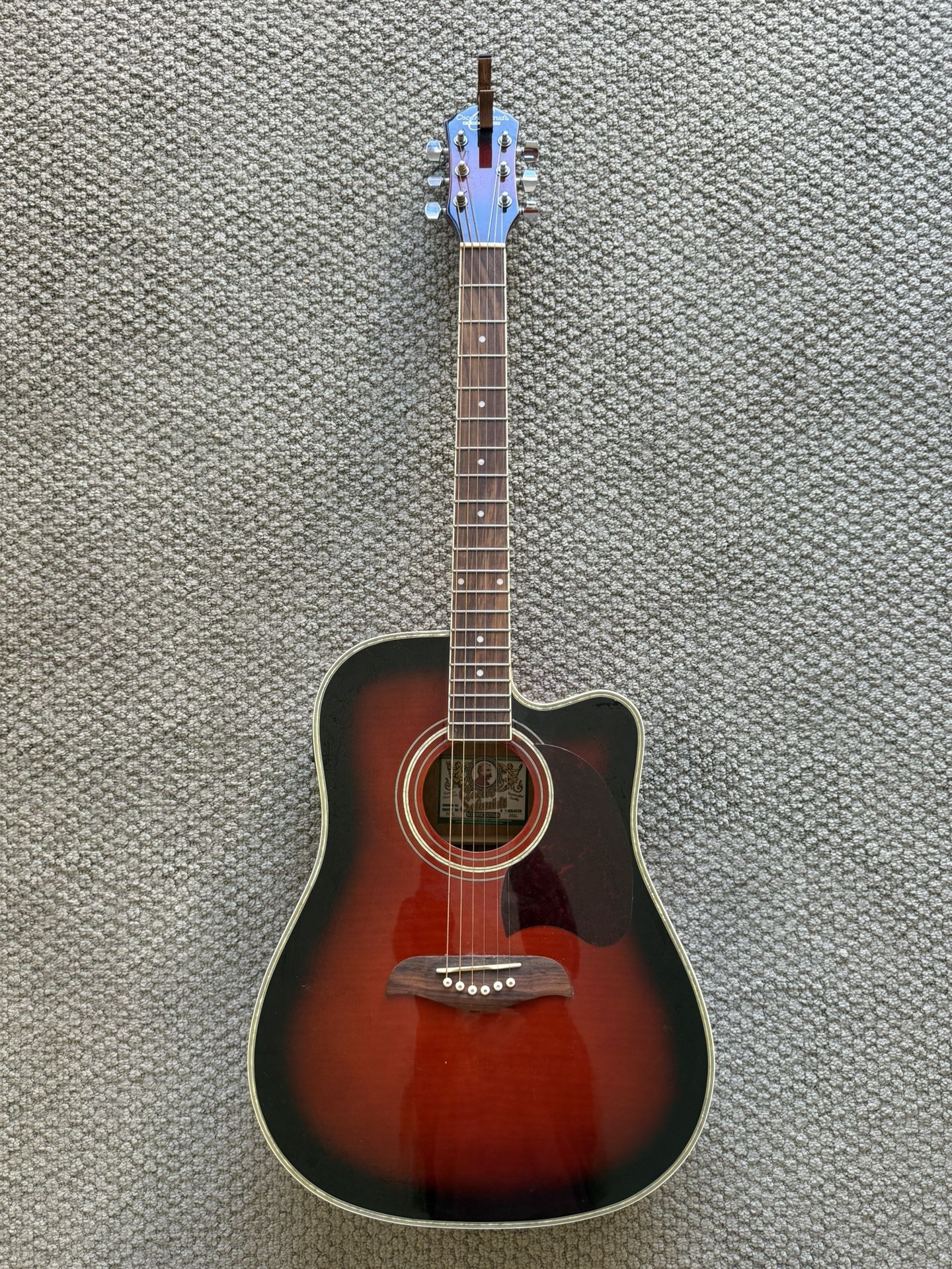 Oscar Schmidt by Washburn Acoustic-Electric Guitar – Sunburst Finish