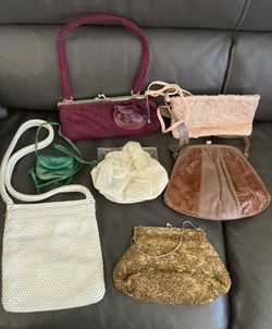 Lot of 7 Vintage Beaded Evening Handbags – Glamorous Dressy Clutch & Purse Collection