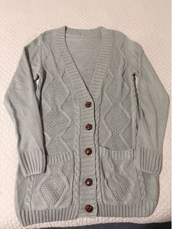 Grey women’s cardigan knitted sweater