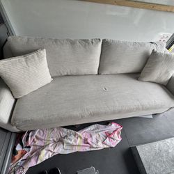 GREY FABRIC COUCH- 90 X 36 X 32”