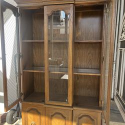 Wooden Glass Cabinet With Shelves 