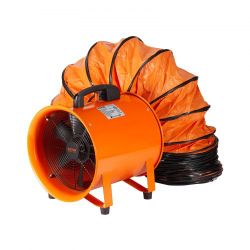 Portable Ventilator, 8 inch Heavy Duty Cylinder Fan with 16.4ft Duct Hose, 195W Strong Shop Exhaust Blower 1070CFM, Industrial Utility Blower for Suck