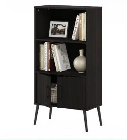 Black bookcase with storage