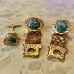 Vintage Simmons Karatclad Gold Filled Mesh Wrap Cufflinks & Tie Tack
