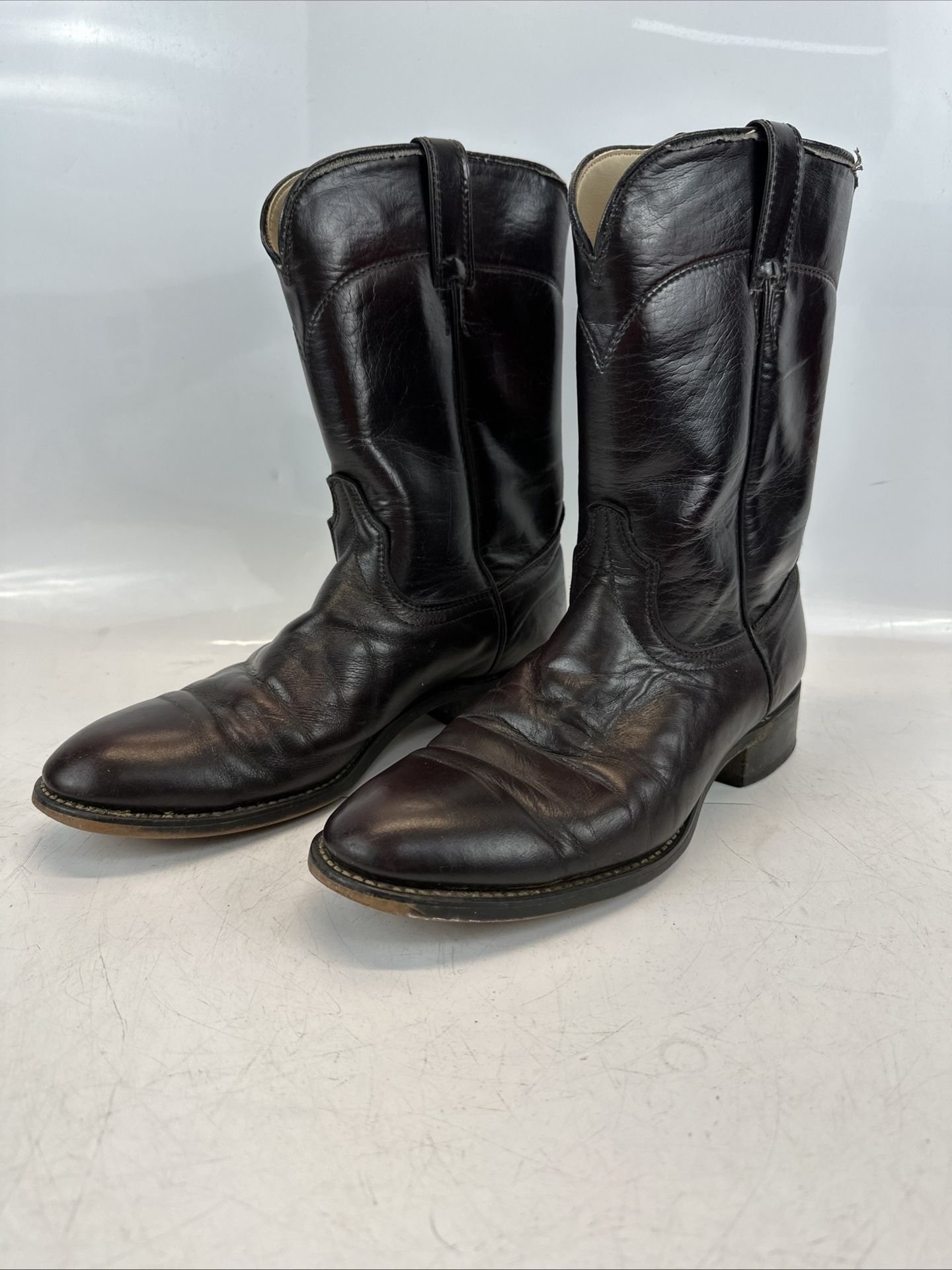 Men’s Laredo 7917 Burgundy Leather Boots Mens Size 10 D Pull On Mid Cowboy Boot