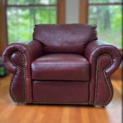 Classic Burgundy Leather Armchair 