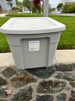 (2) Gray  18-Gallon Storage Totes with Lids