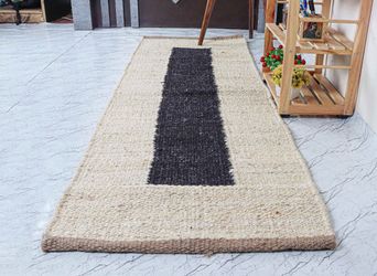 Jute Runner Rug Natural and Black