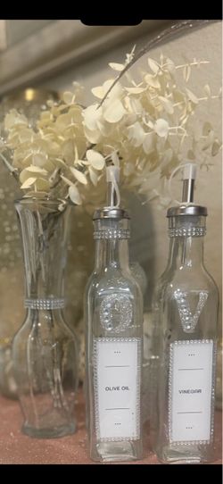 Rhinestone Olive Oil & Vinegar Dispenser Set – $12
