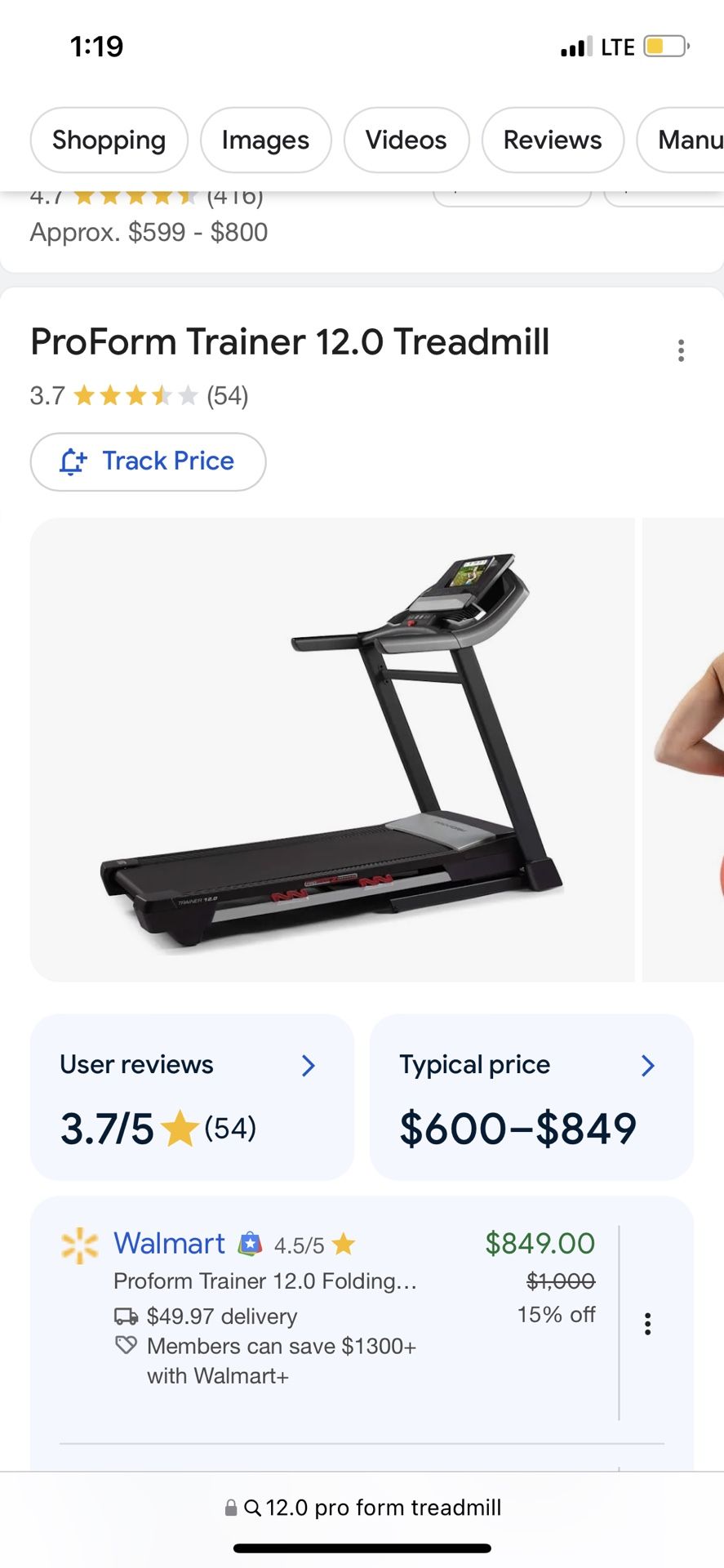 Pro Form 12.0 Treadmill Trainer