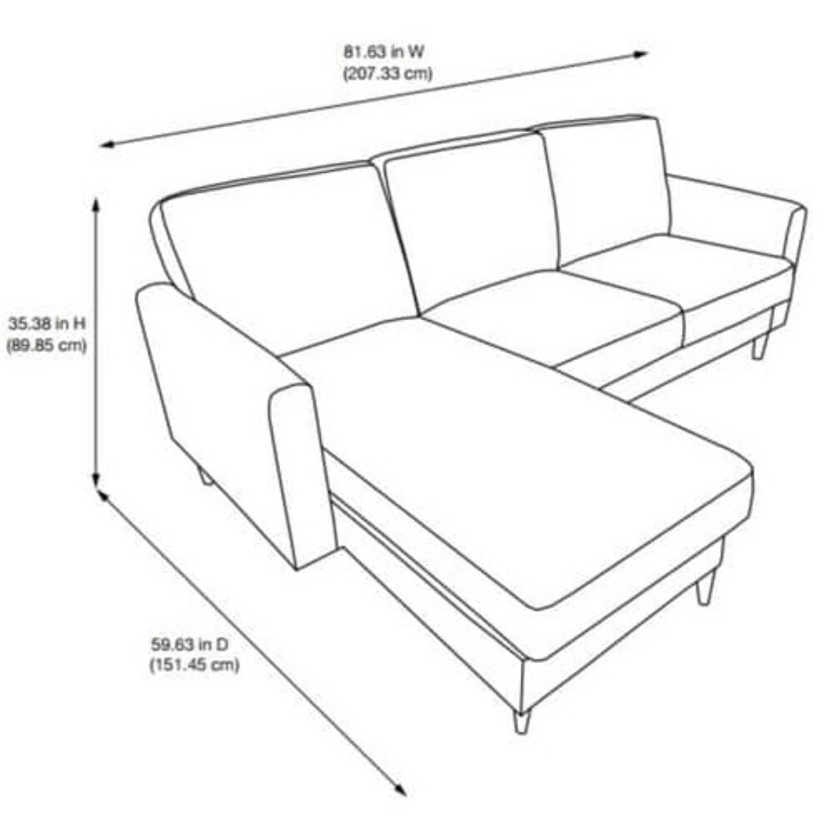 Gray Mid Century Modern 82” Sectional Sofa