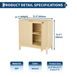Brand New Garvee Fluted Sideboard Cabinet Oak Finish