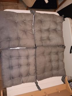 Set of 4 Gray Tufted Chair Cushions