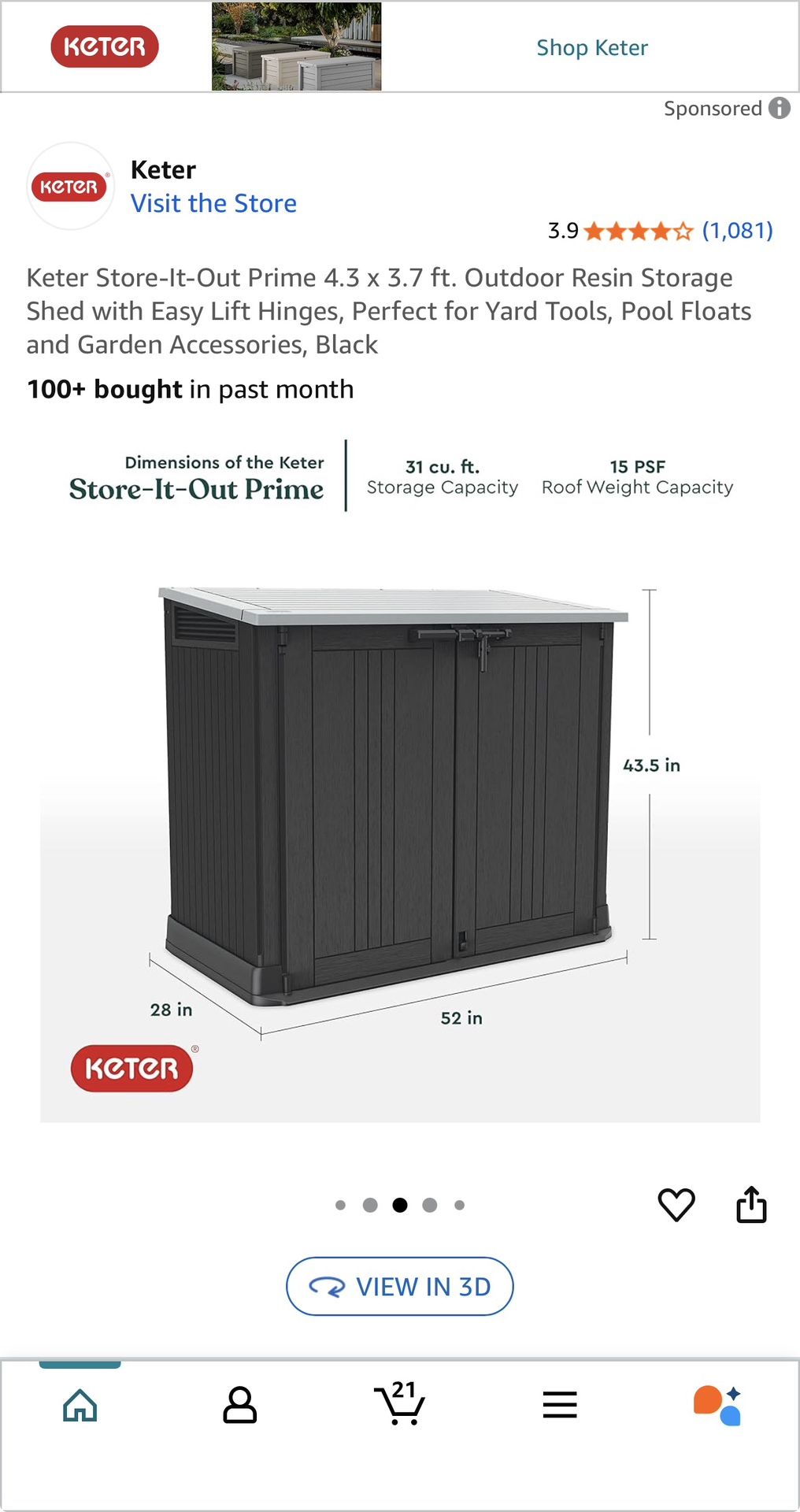 KETER Resin Storage Box