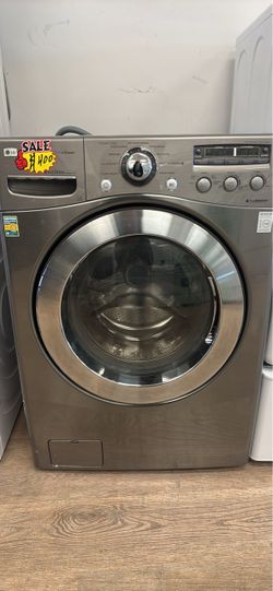 LG gray front load washing machine with warranty