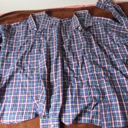 SEIZE SUR VINGT Shirt  Plaid Spread PORTUGAL 17x37 lot of 2