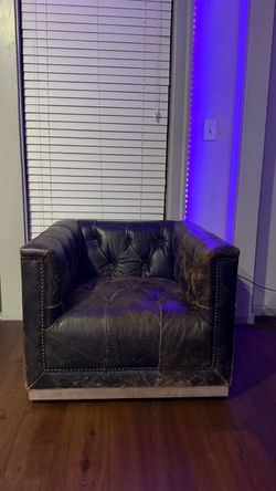 Black Leather Tufted Club Chair (pair)