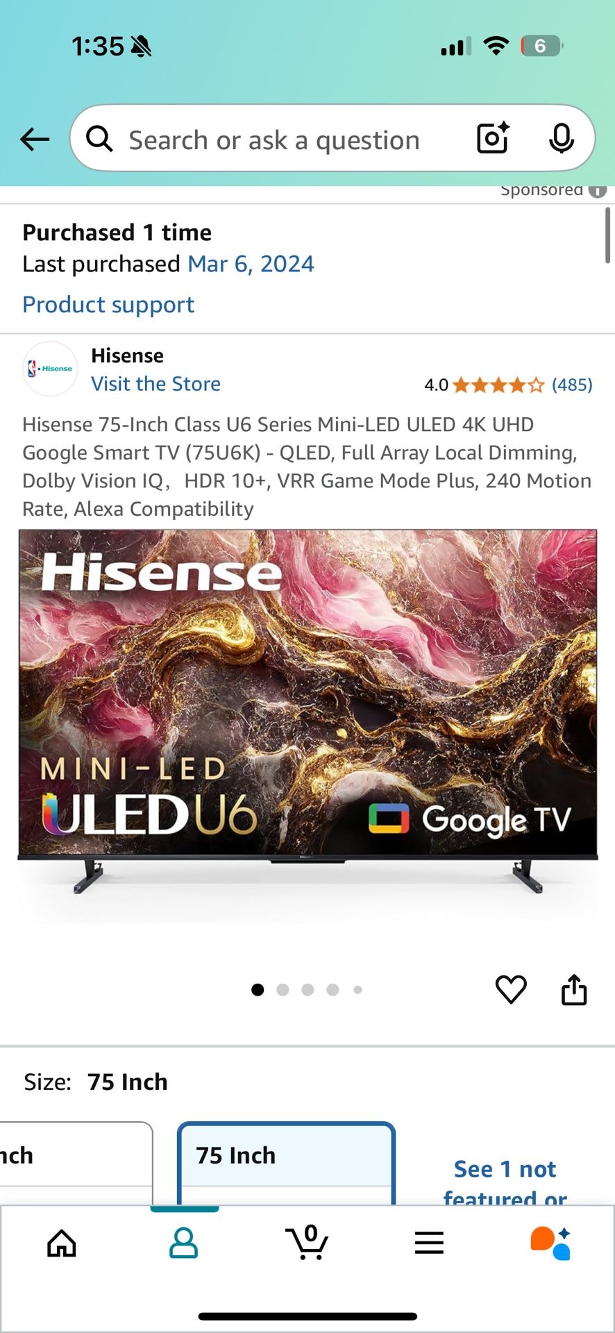 75 inch Hisense Smart TV