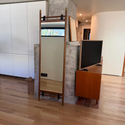 Article Beau Floor Mirror - Walnut full length mirror mid century modern style