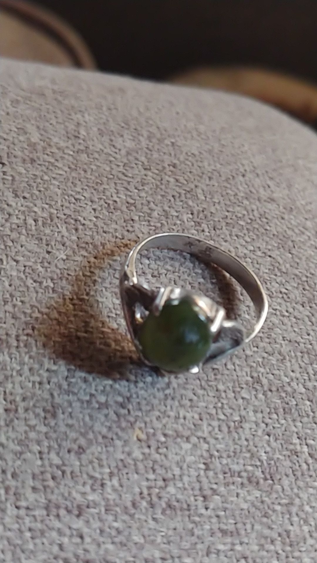 Woman's Jade Stone White Gold ring Size 7