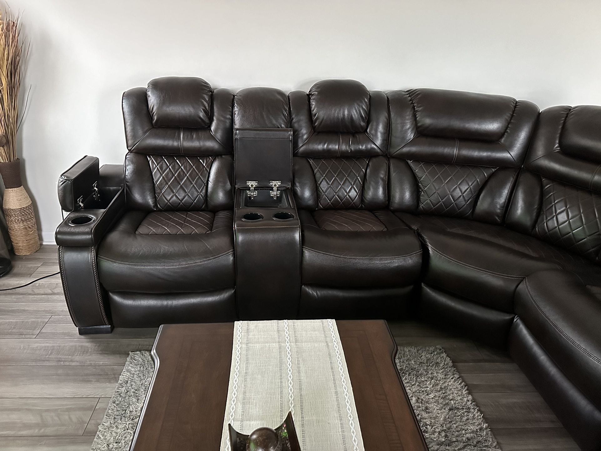 Leather Recliner Sectional Only