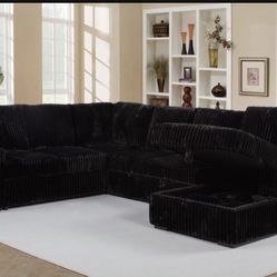 New Sectional Corduroy Black 