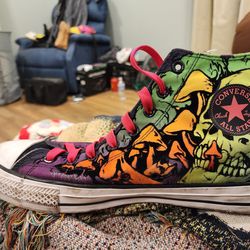 Converse Chuck Taylor Pro Wasabi Black Light Skull Mushrooms Shoes  Mens 13 Worn