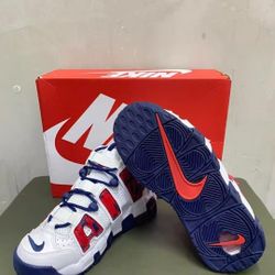 Nike Air More Uptempo Red Navy Camo Big Air Synthetic Leather Mid-top Retro Basketball Shoes Unisex White Blue Red