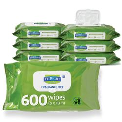 New Case of 6 Fragrance-Free Aloe Wipes (600 wipes)