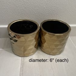 Gold Cylinder Containers Pots Holders Jars