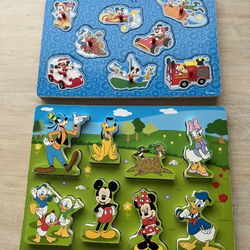 Melissa & Doug  Mickey Mouse & Friends Wooden Puzzles (2)  8 Pieces  each