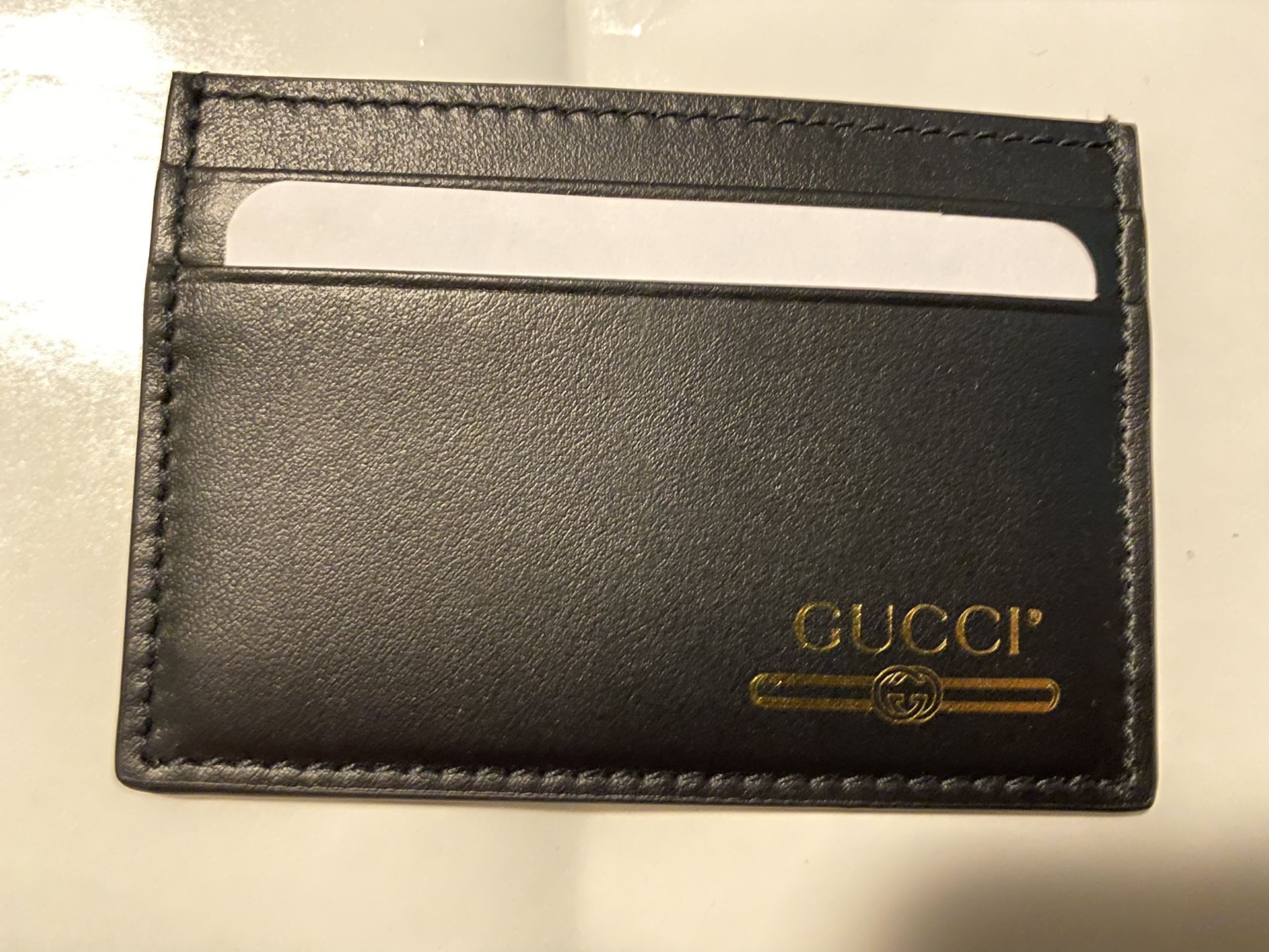 Gucci Vintage Logo Card Holder Wallet Black Leather