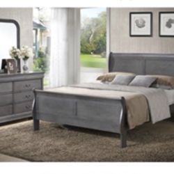 Modern Gray Queen Size  Complete Bedroom Set. Mattress sold separately 