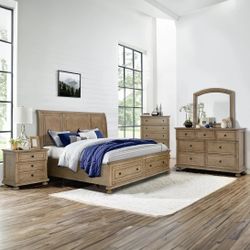 King or Queen bedroom set / available In Gray and Light wood  Color For 
