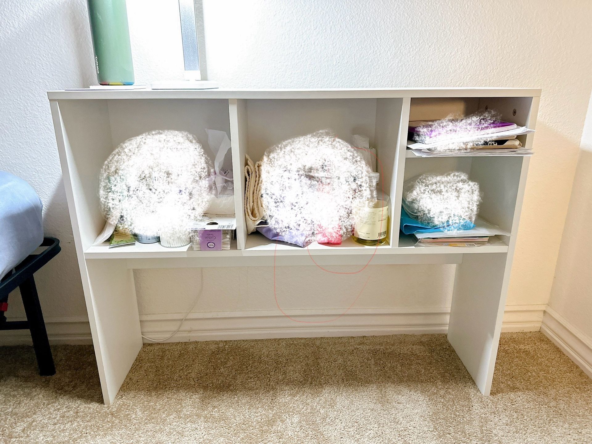 Like New! White Desk Hutch with 4 Storage Cubes / Bedside Shelf (Moving Sale)