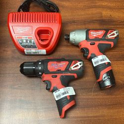 Milwaukee 1/4” Hex Impact + 3/8” Drill/Driver + Battery&Charger