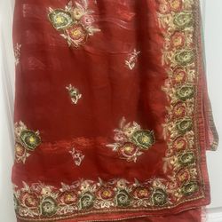 Sequined Saree New With Blouse Material Unstitched