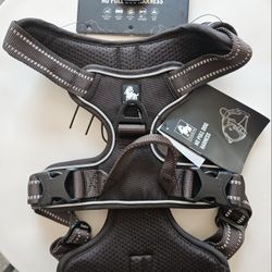 New TRUE LOVE Dog Harness No Pull Nylon Reflective Pet Harness Medium - Brown