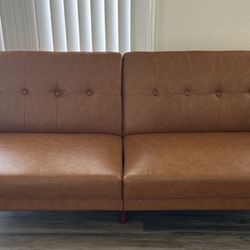 Leather futon - Converts Into Bed 