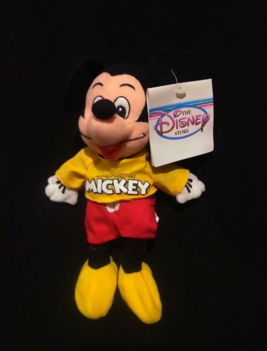 Disney Store Vintage Bean Bag Plushies Spirit Of Mickey Mouse Yellow Shirt. Disney Store Exclusive Vaulted Edition