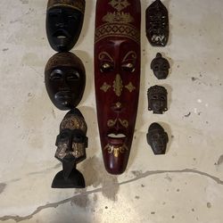 African Masks 8 Pieces Originals Wood