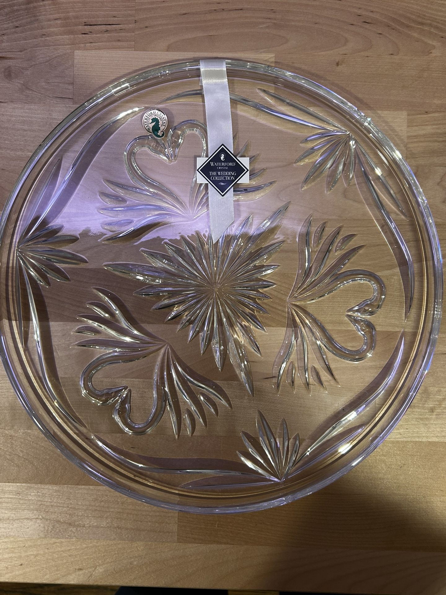Waterford Crystal 12" Wedding Collection Swans Plate