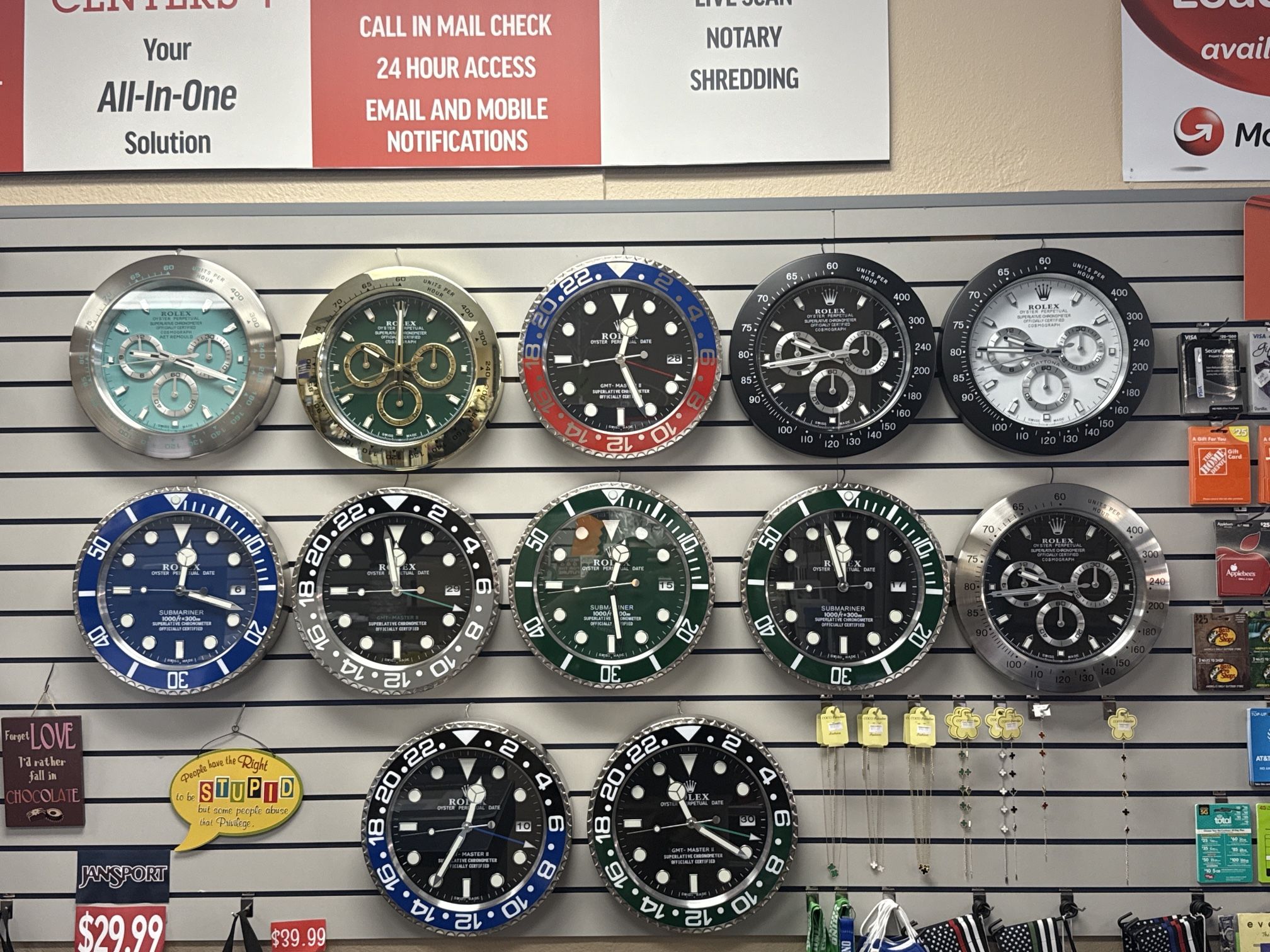 Wall Clocks Metal Designs Daytona - GMT - Submariner 14" Wall Clock - Brand New