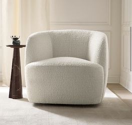 NEW CB2 Crate & Barrel Ivory Boucle Swivel Accent Arm Chair
