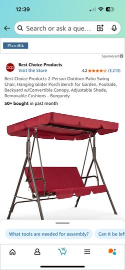 Burgundy Swing. Bought New Sat On It Twice. Basically New. 