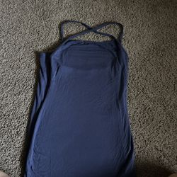 Navy blue cross back long dress 